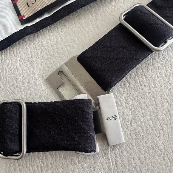 NEW GUCCI SILK CUMMERBUND Black Sz M 100% Authentic Made In Italy GG - Picture 8 of 14